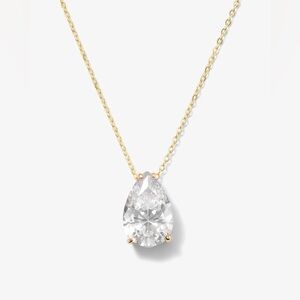Melinda Maria Gold Necklace with Simulated Diamond Teardrop Pendant